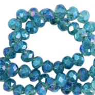 Perles à facettes 4x3mm disque Heishi Bleu pacifique-AB coating