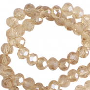 Perles à facettes 3x2mm disque Heishi Beige latte-pearl shine coating