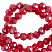 Perles à facettes 3x2mm disque Heishi Rouge cramoisi-pearl shine coating