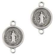 Breloques en métal DQ connecteur religieuse 14mm Argenté antique (sans nickel)