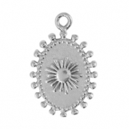 Breloques en métal DQ ovale Argenté antique (sans nickel)