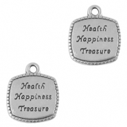 Breloques en métal DQ carré "wishes" Argenté antique (sans nickel)