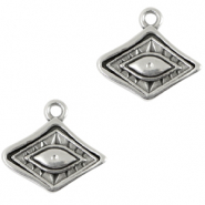 Breloques en métal DQ losange avec œil Argenté antique (sans nickel)