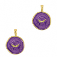 Métal TQ laiton breloques ailes Doré-violet foncé