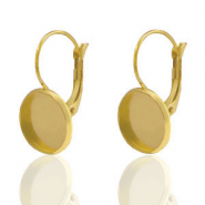 Apprêts en acier Inox boucles d'oreilles pour cabochon 12mm Doré