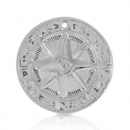 Breloques en métal DQ étoile 25mm Argenté antique (sans nickel)