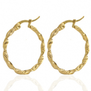 Boucles d'oreilles en acier inox cr&eacute;oles 25mm twist Dor&eacute;