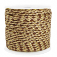 Cordon tressé tendance 2mm Doré-marron