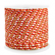 Cordon tressé tendance 2mm Doré-orange rouge blanc