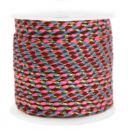 Cordon tressé tendance 2mm Doré-rose néon bleu