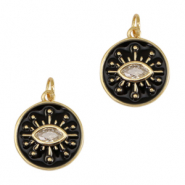 Métal TQ laiton émaillées breloques oeil porte-bonheur Doré-noir
