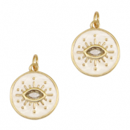 Métal TQ laiton émaillées breloques oeil porte-bonheur Doré-blanc