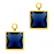 Pendentifs en verre Crystal Glass carré Bleu royale-doré