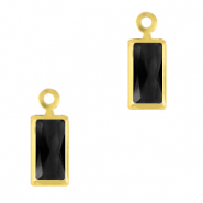 Pendentifs en verre Crystal Glass rectangle Noir jais-doré