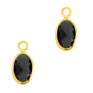 Pendentifs en verre Crystal Glass ovale Noir jais-doré