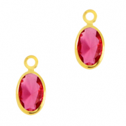 Pendentifs en verre Crystal Glass ovale Rose rubis-doré