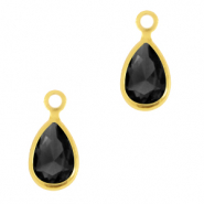 Pendentifs en verre Crystal Glass goutte Noir jais-doré