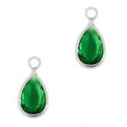 Pendentifs en verre Crystal Glass goutte Vert classique-argenté