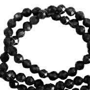 Pierres naturelles 3mm facettées Noir jais-pearl shine coating