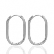Boucles d'oreilles en acier inox créoles ovale Argenté