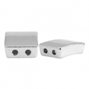 Perles en métal DQ duo beads rectangle Argenté antique (sans nickel)