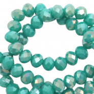 Perles à facettes 4x3mm disque Vert sarcelle -diamond coating