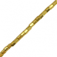 Perles hématites tube 2mm Doré