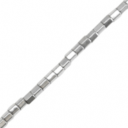 Perles hématites tube 2mm Argent