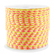 Cordon tressé tendance 2mm Jaune néon-rose