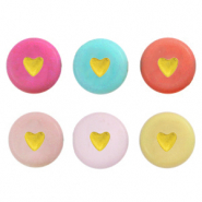Perles lettres acryliques cœur Multicolore doré