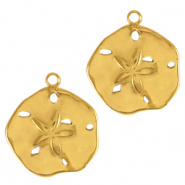 Breloques en acier Inox fleur Doré
