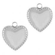 Breloques en acier Inox coeur Argenté