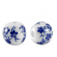 Perles en céramique 6mm Blanc-bleu de Delft