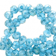 Perles à facettes 8x6mm disque Heishi Bleu lagon-pearl shine coating