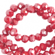 Perles à facettes 4x3mm disque Heishi Rouge feu-pearl shine coating