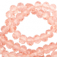 Perles à facettes 4x3mm disque Heishi Rose vif-pearl shine coating