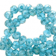 Perles à facettes 3x2mm disque Heishi Bleu lagon-pearl shine coating