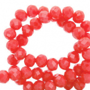 Perles à facettes 3x2mm disque Heishi Rouge vermillon-pearl shine coating