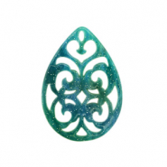 Pendentifs en résine goutte baroque 38x27mm Vert océan