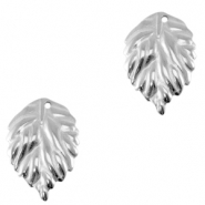 Breloques en acier Inox feuille Argenté