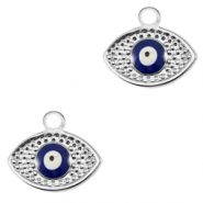 Breloques en acier Inox émaillées oeil porte-bonheur Argenté-bleu
