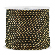 Fil macramé torsadé 2mm Doré-noir