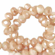 Perles à facettes 6x4mm disque Beige pêche-half gold shine coating
