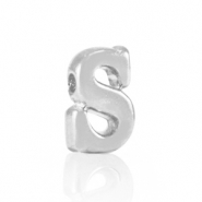 Perles alphabet en m&eacute;tal DQ S Argent&eacute; antique (sans nickel)