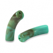 Perles acryliques tube Turquoise marbré