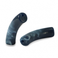 Perles acryliques tube Bleu nuit foncé marbré