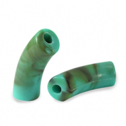 Perles acryliques tube Turquoise marbré