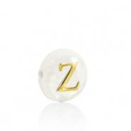 Perles coquillage lettre Z Doré-blanc (couleur naturelle)