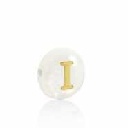 Perles coquillage lettre I Doré-blanc (couleur naturelle)
