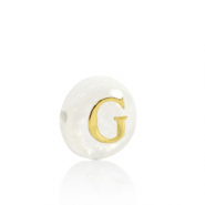 Perles coquillage lettre G Doré-blanc (couleur naturelle)